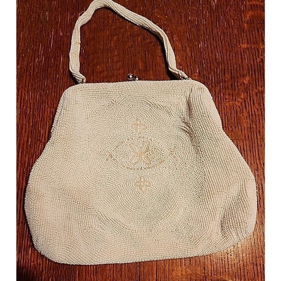 Vtg JOSEF HAND BEADED JAPANESE WHITE CLUTCH PURSE Made Expressly For MAY D&F CO. - Picture 2 of 11